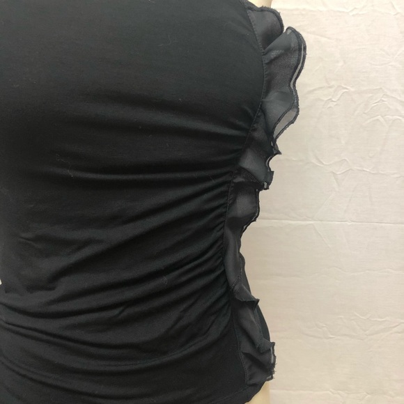 Strapless black camisole with ruffle - Picture 2 of 3
